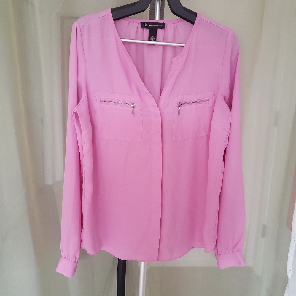 🔥3 for 25! INC button down v neck pink blouse